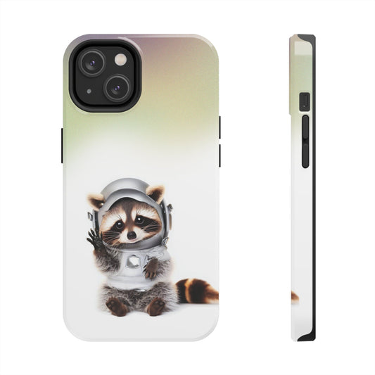 Wireless Charging iPhone Case featuring a Playful Raccoon Design