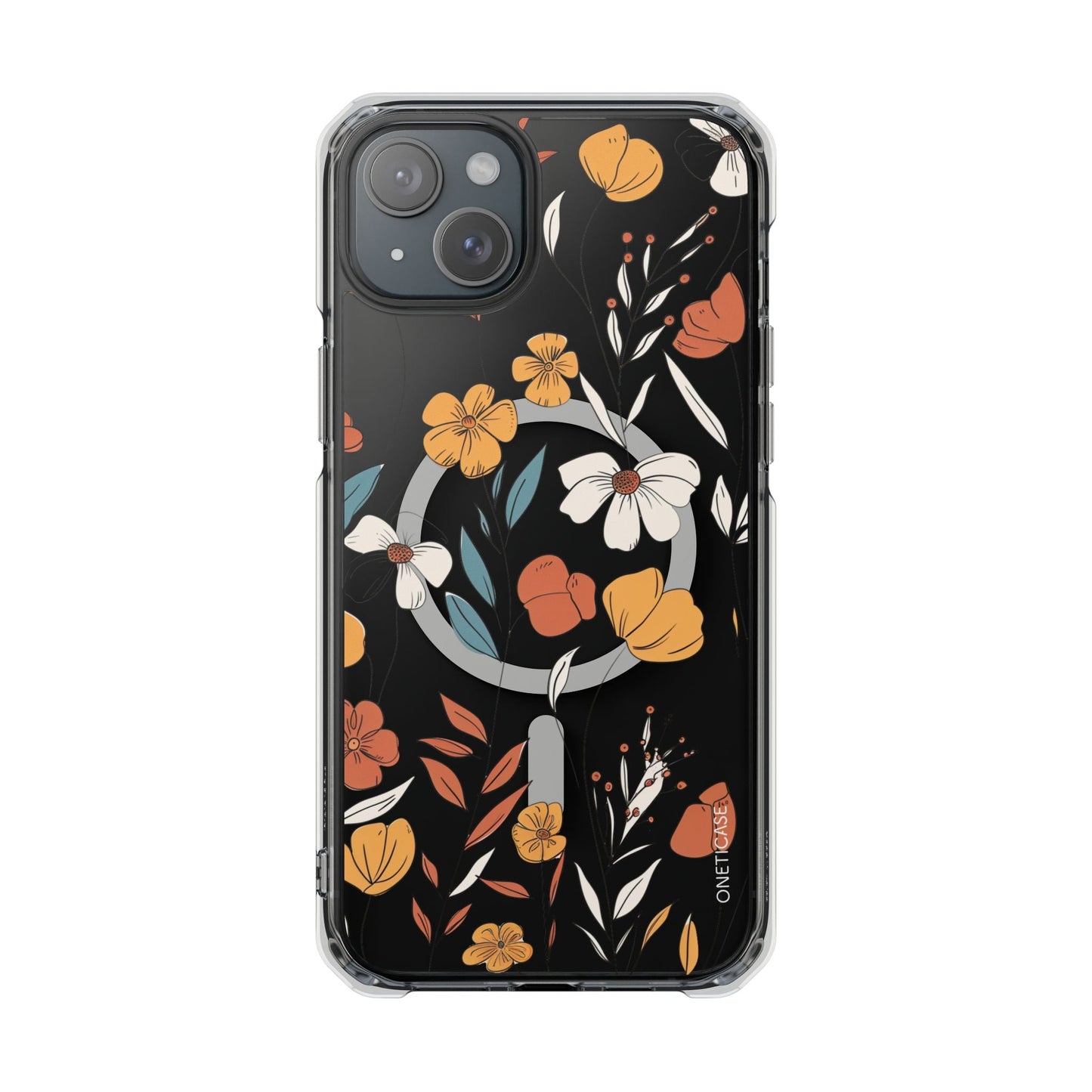 Magnetic Clear Case with a Rustic Floral Design for iPhone Models