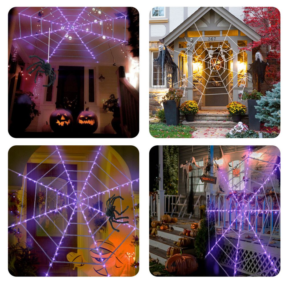 Huge Illuminated Halloween Cobweb Decorative Prop