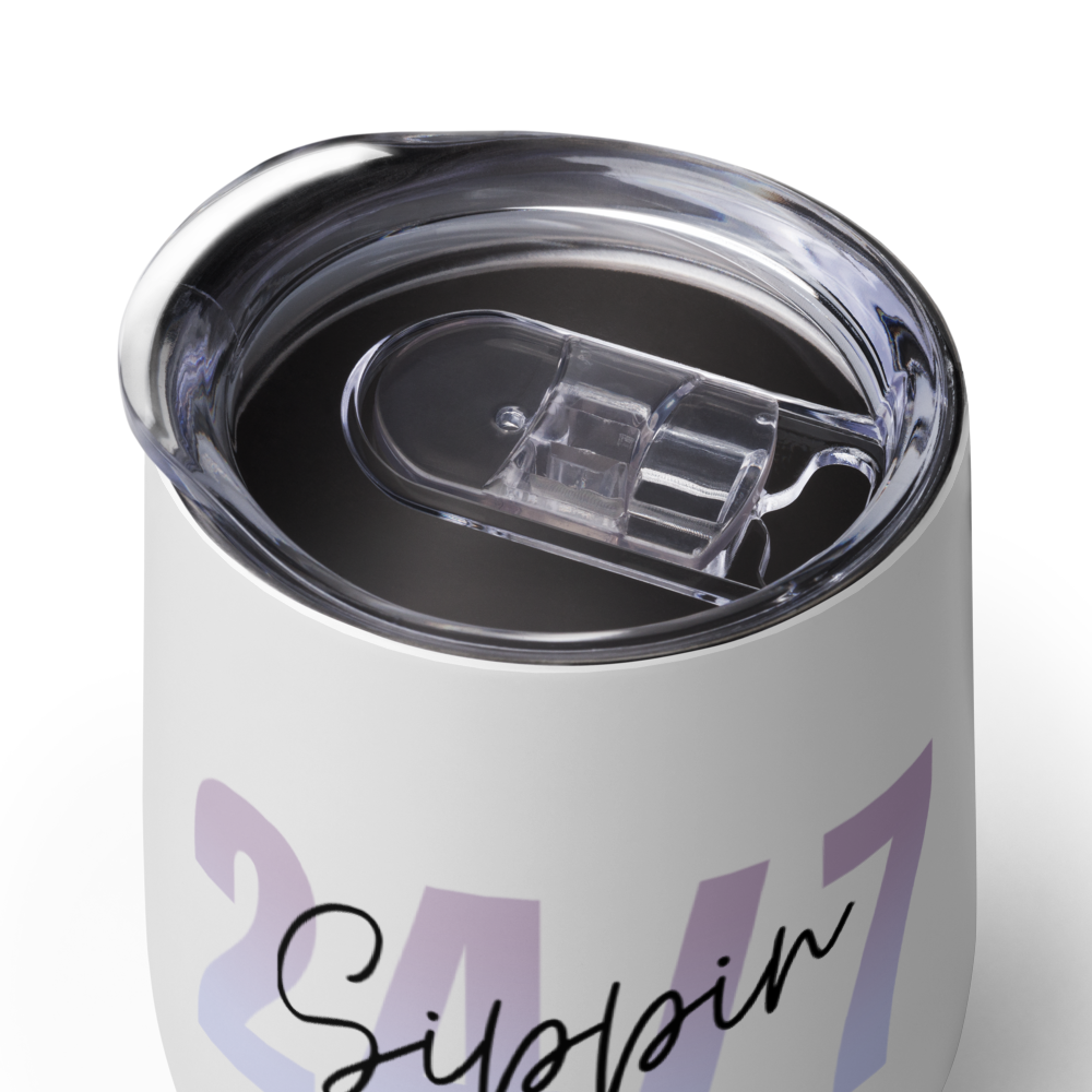 Gray Insulated Wine Tumbler for Hot or Cold Beverages - 12oz