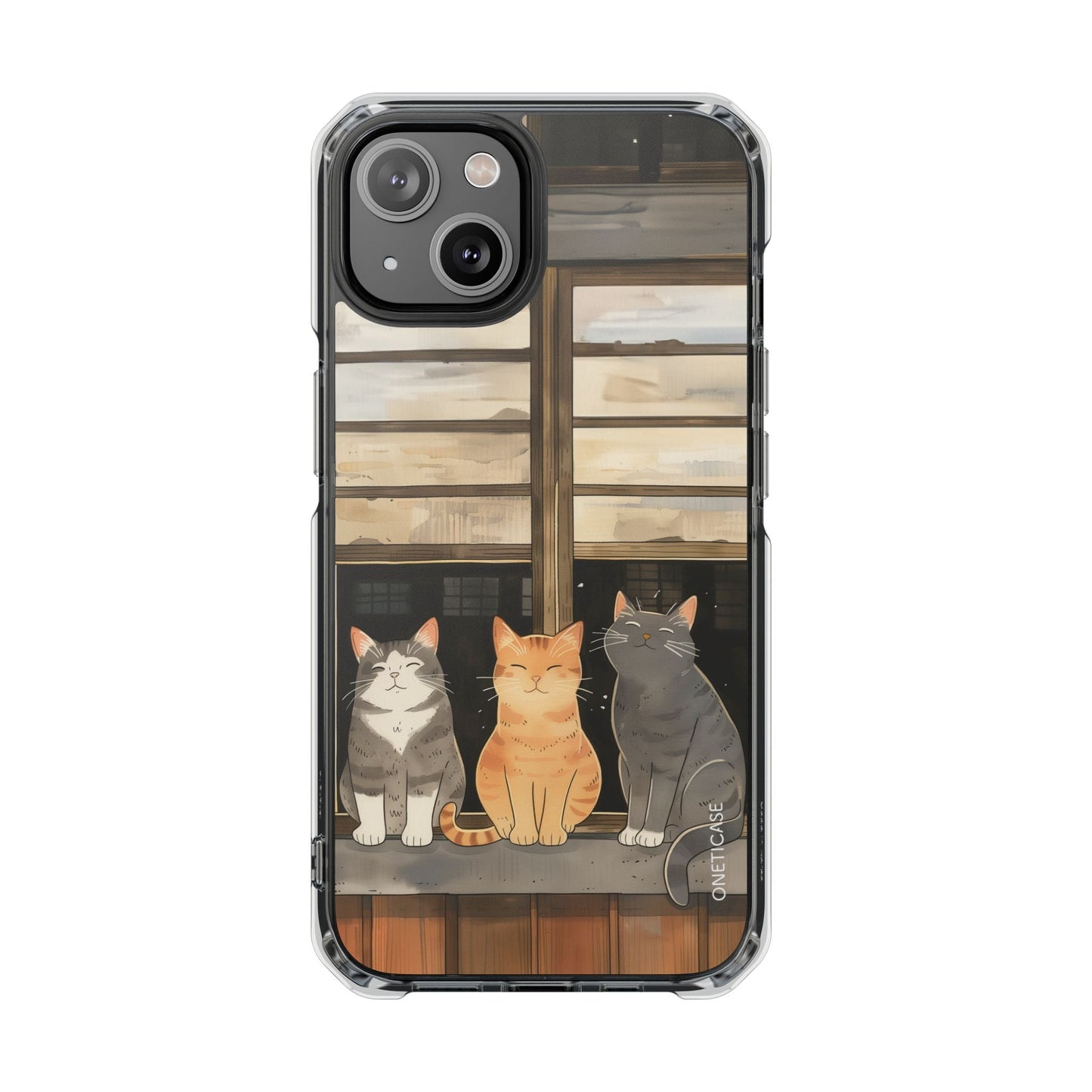 Magnetic Clear Case for iPhone Series - Cat Lovers' Chilling Edition