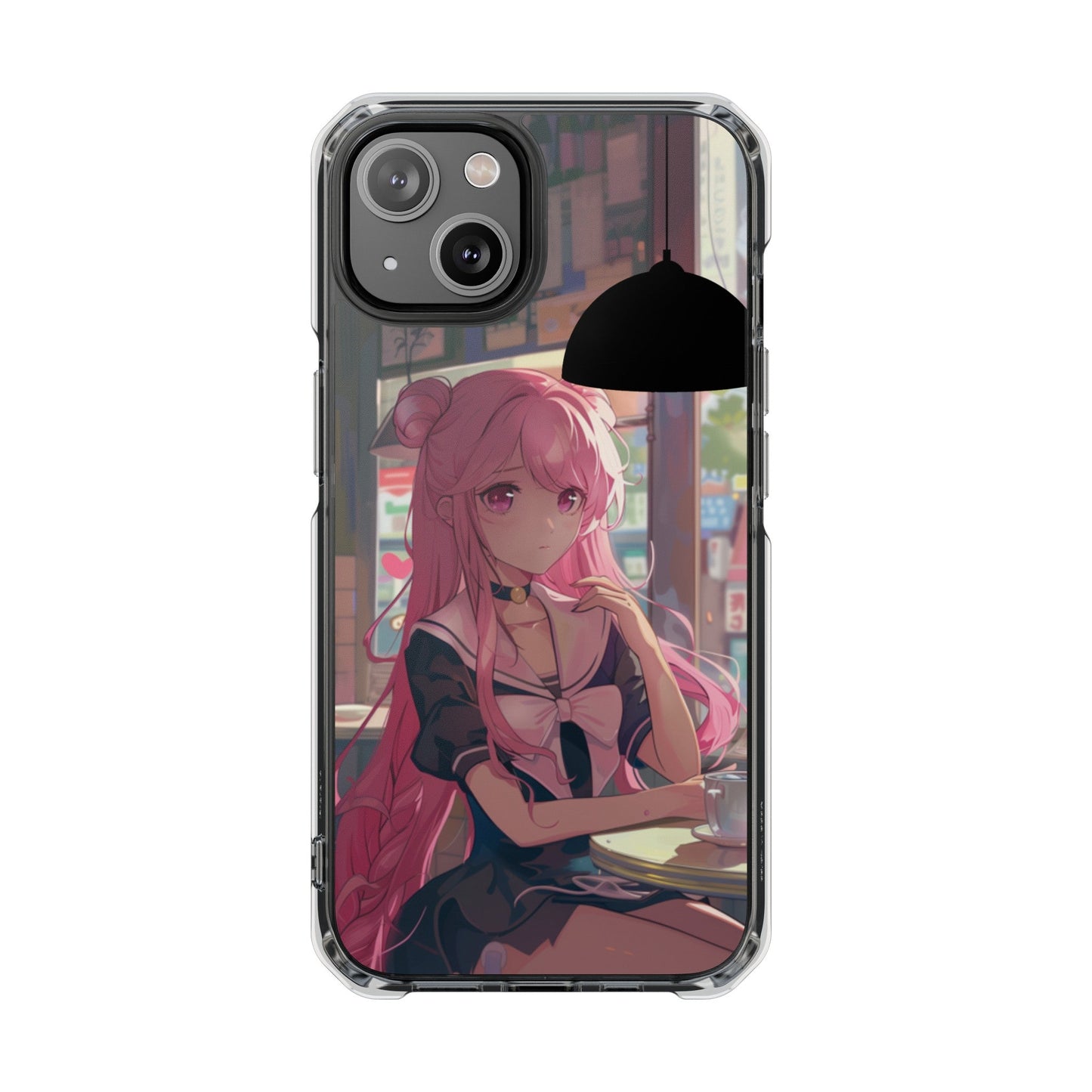 Chill Anime Girl Magnetic iPhone Case for Cafe Vibes