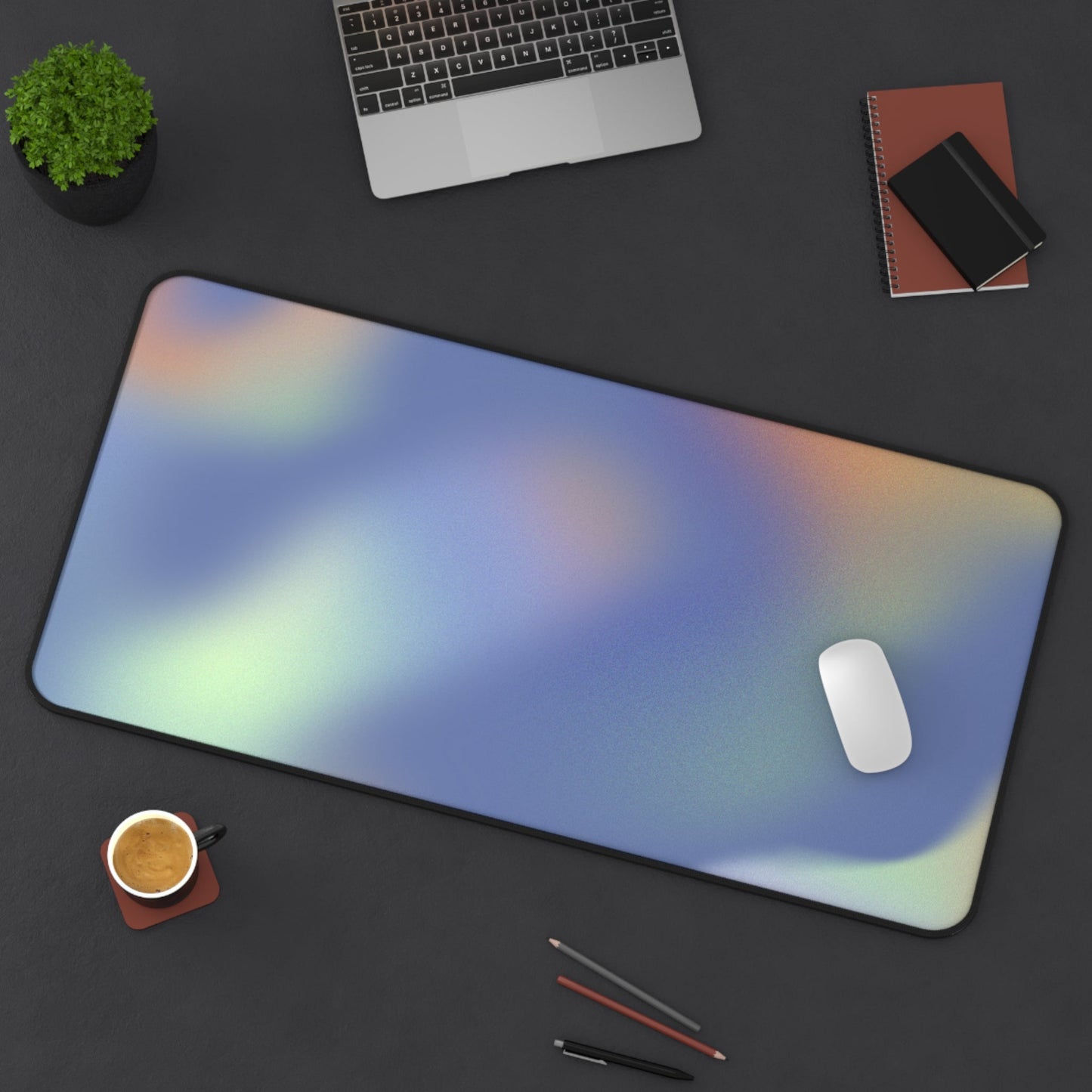 Glowing Swirls Desk Mat in Green