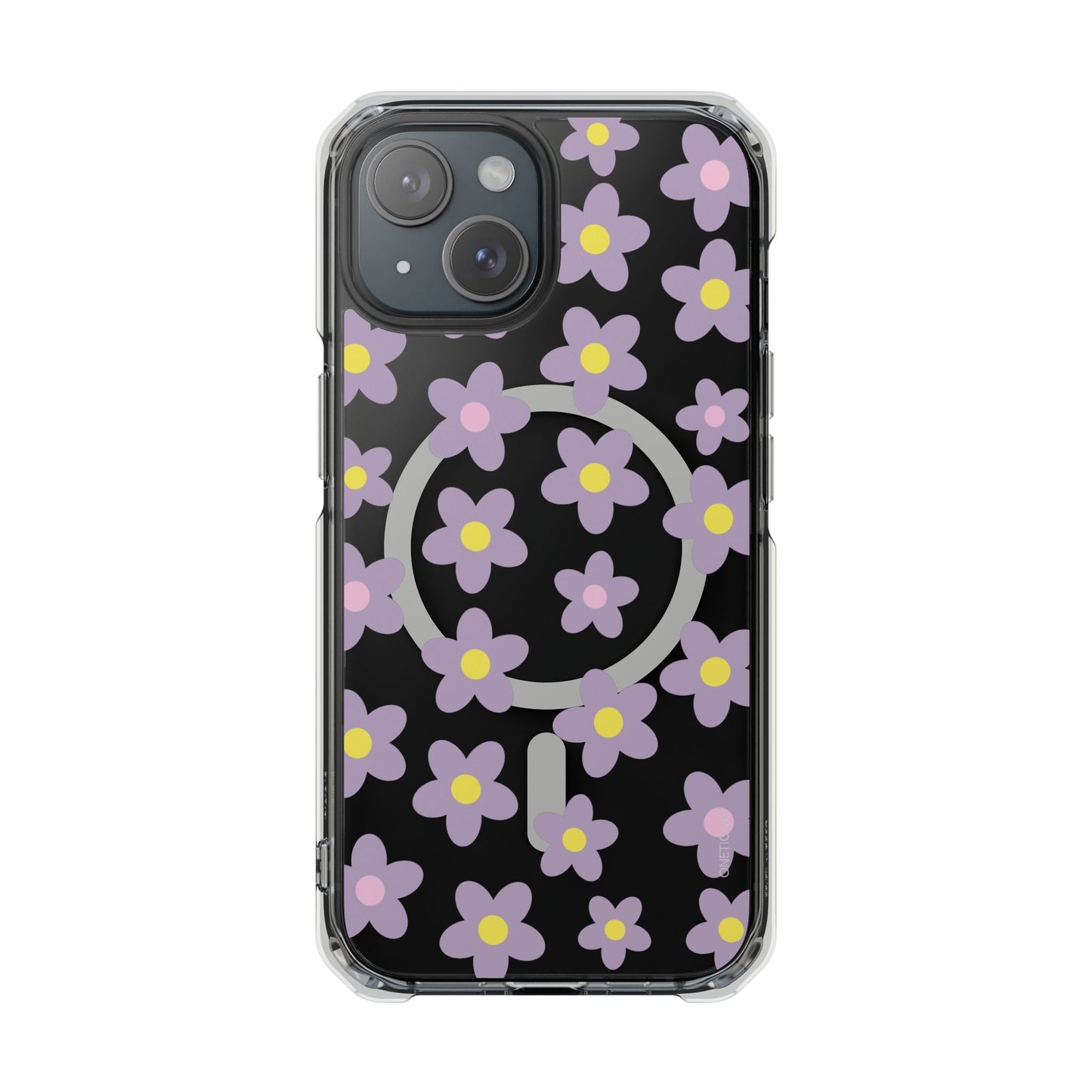 Magnetic Clear Case for iPhone Series with Purple Daisy Design