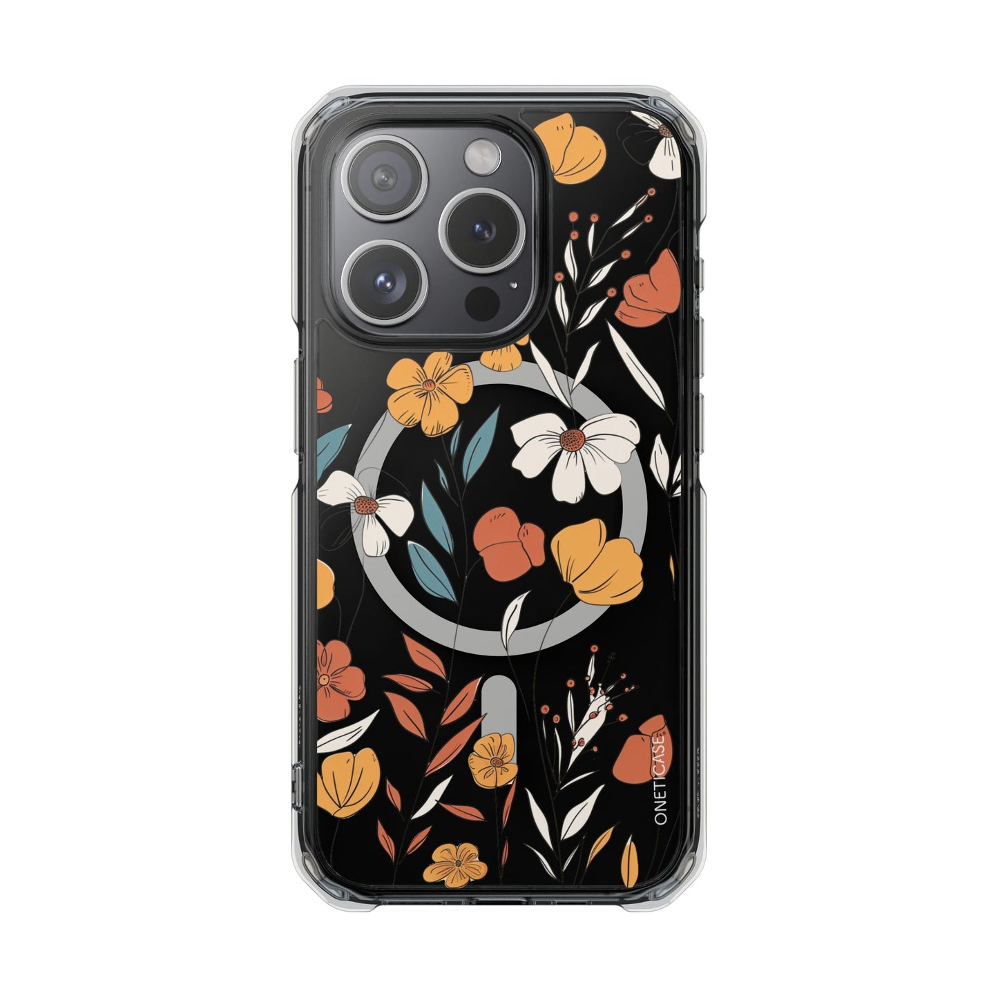 Magnetic Clear Case with a Rustic Floral Design for iPhone Models