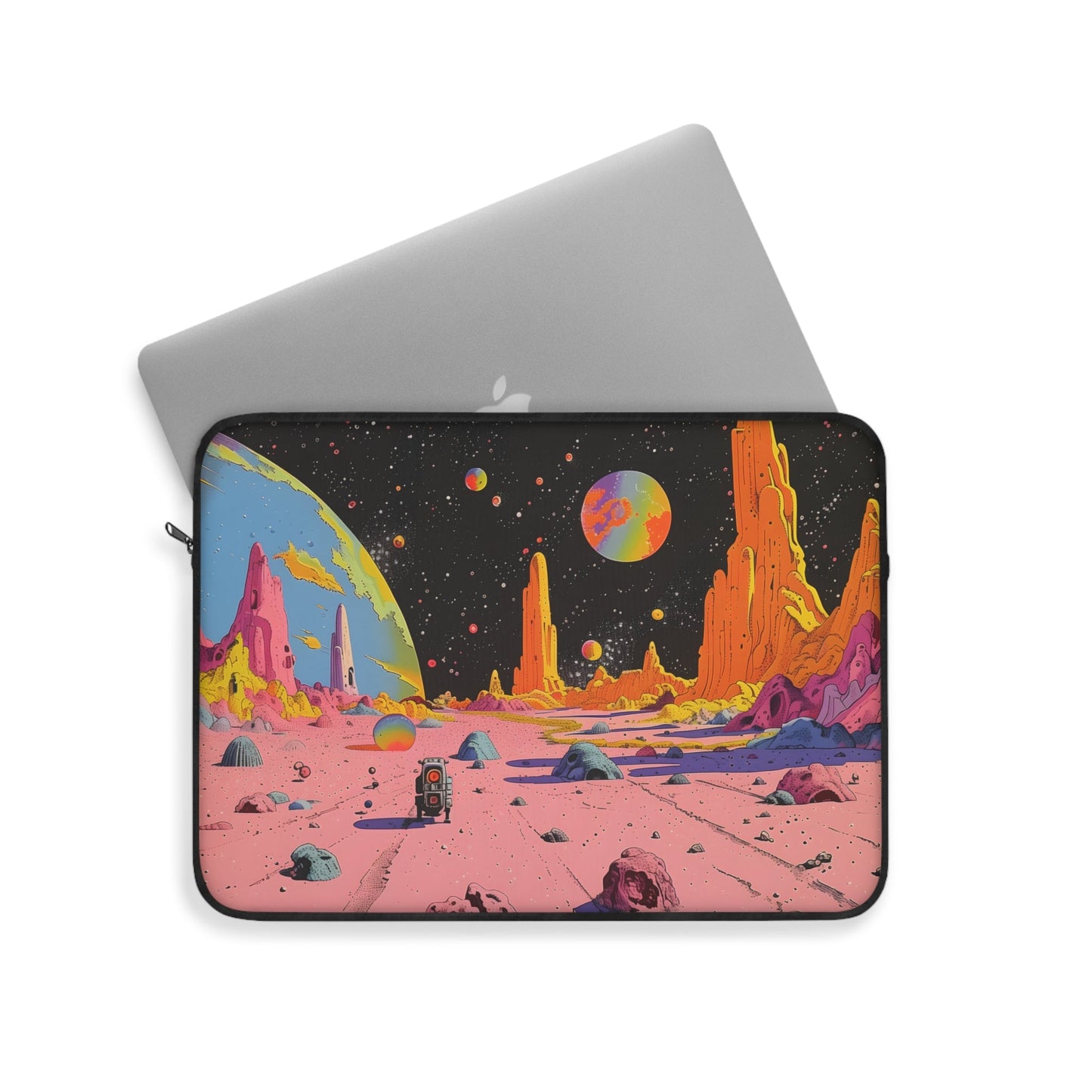 Laptop Sleeve with a Retro Space Robot Design