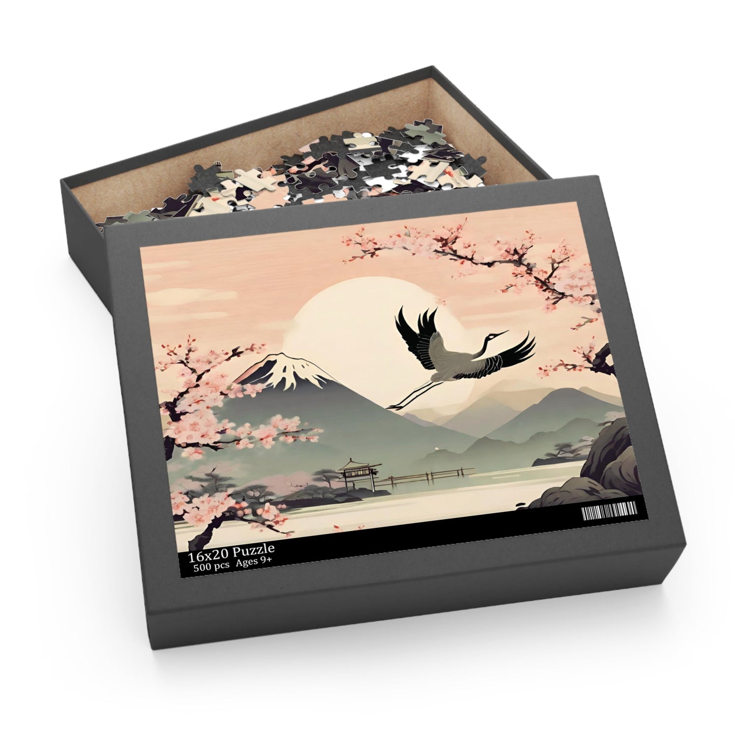 500-Piece Jigsaw Puzzle Featuring Vintage Japanese Artwork of a Crane