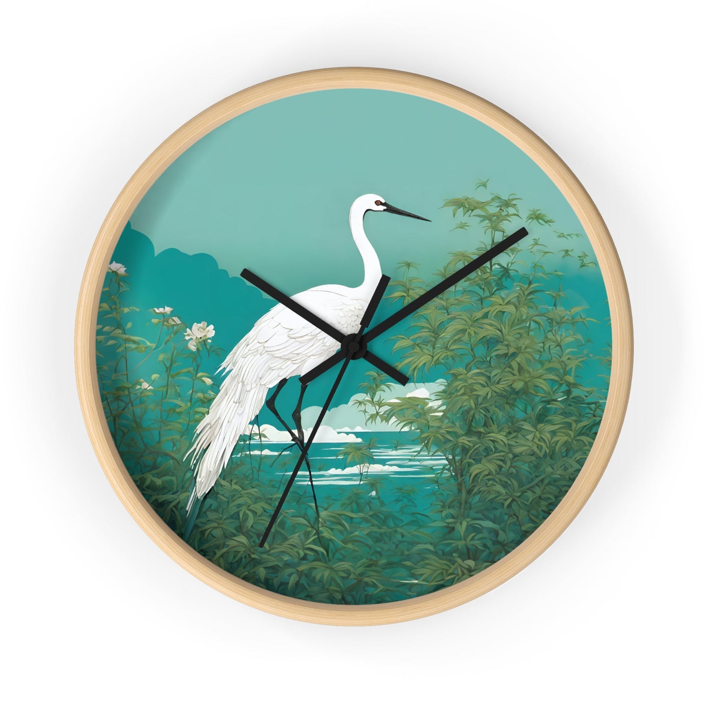Japanese Crane Art Wall Timepiece