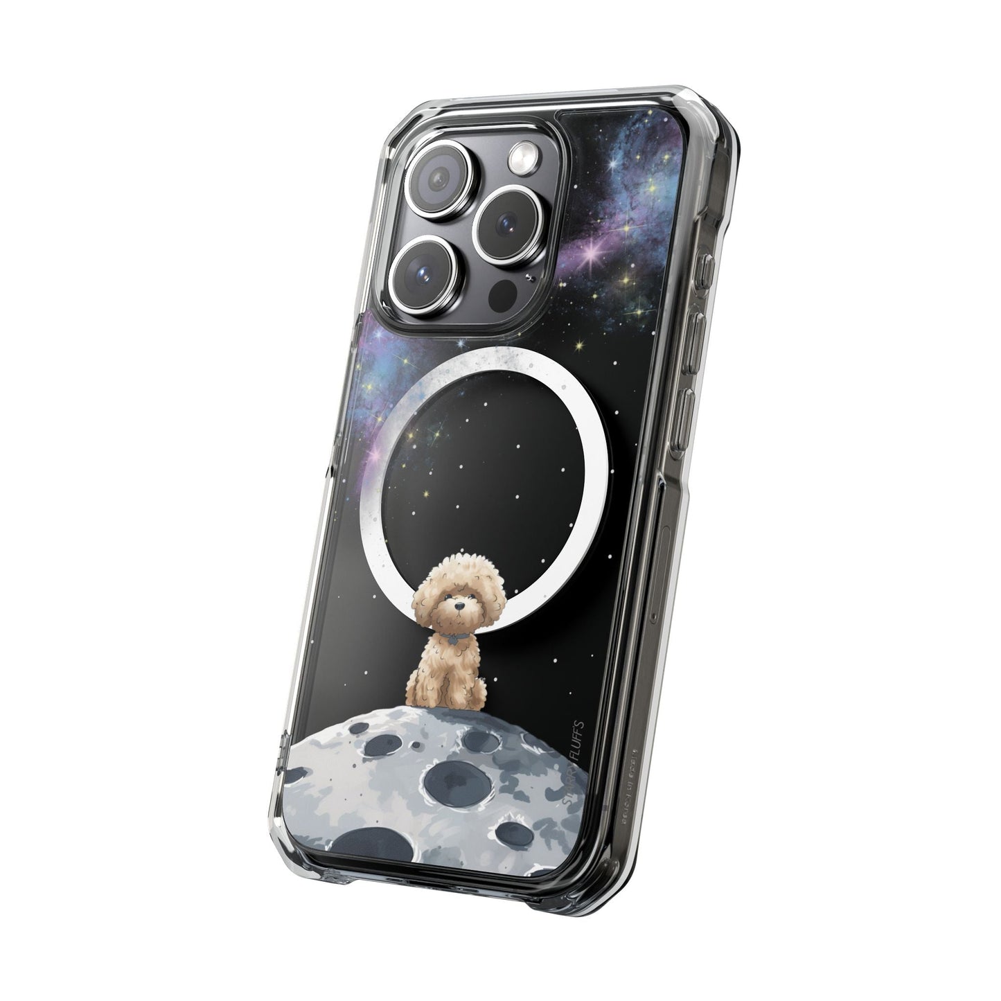 Pookie the Poodle in Space - Magnetic Clear Case for iPhone Models by Starry Fluff