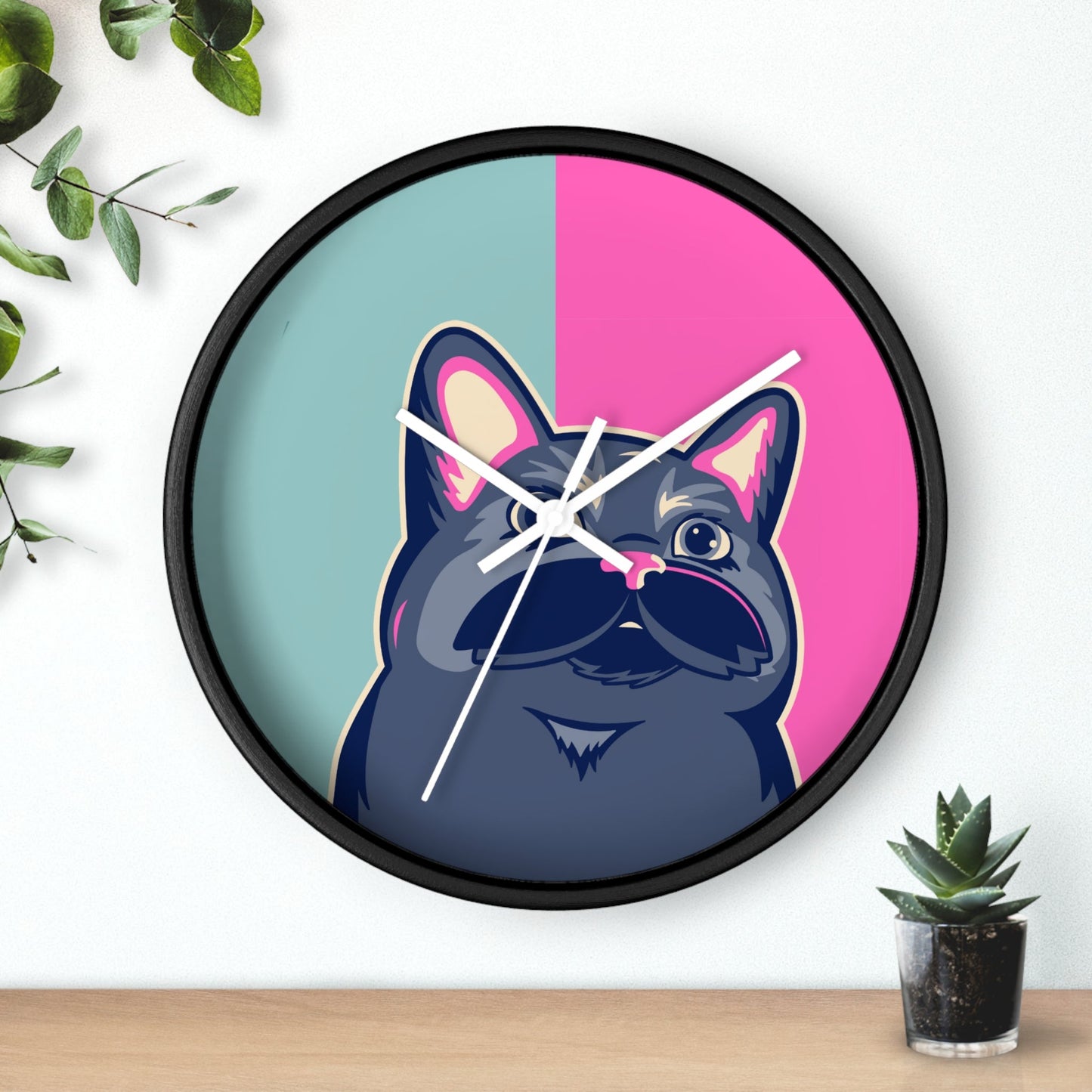 Colorful Cat Cutout Wall Clock