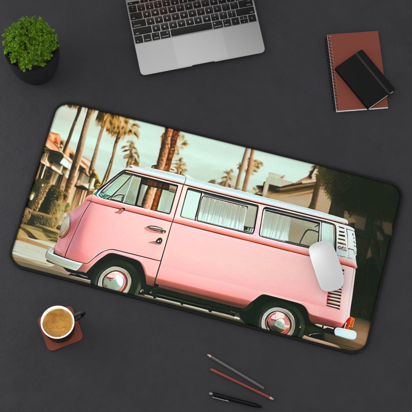 Desk Mat with a Vintage City Van Design