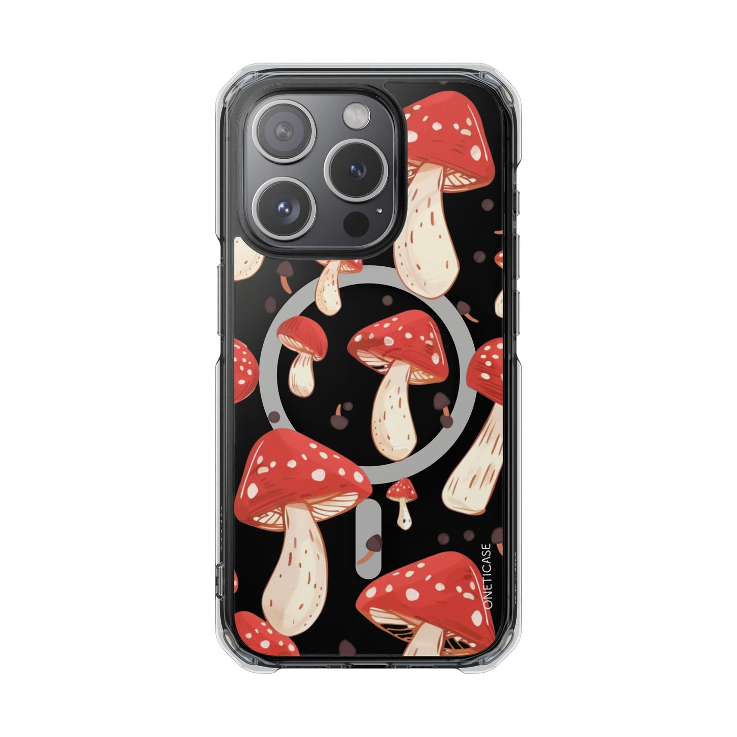 Magnetic Clear Case for iPhone Series - Red Mushroom Design