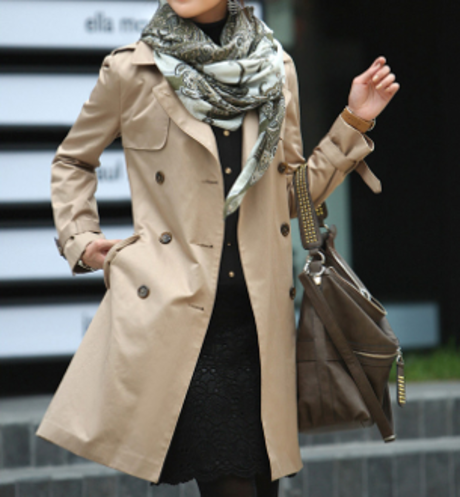 Double-Breasted Khaki Trench Coat for Women's Timeless Style