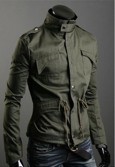 Short Parka with Stand-Up Collar for Men
