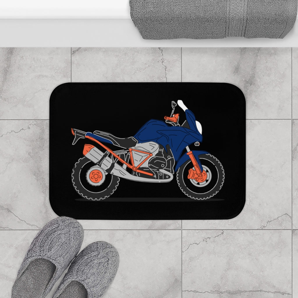 Motorcycle Bath Mat in a Striking Blue Shade