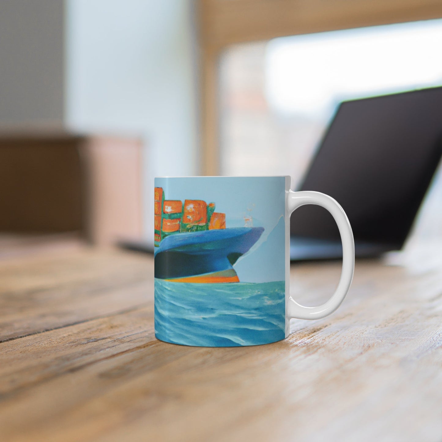 Artistic Cargo Vessel Coffee Cup