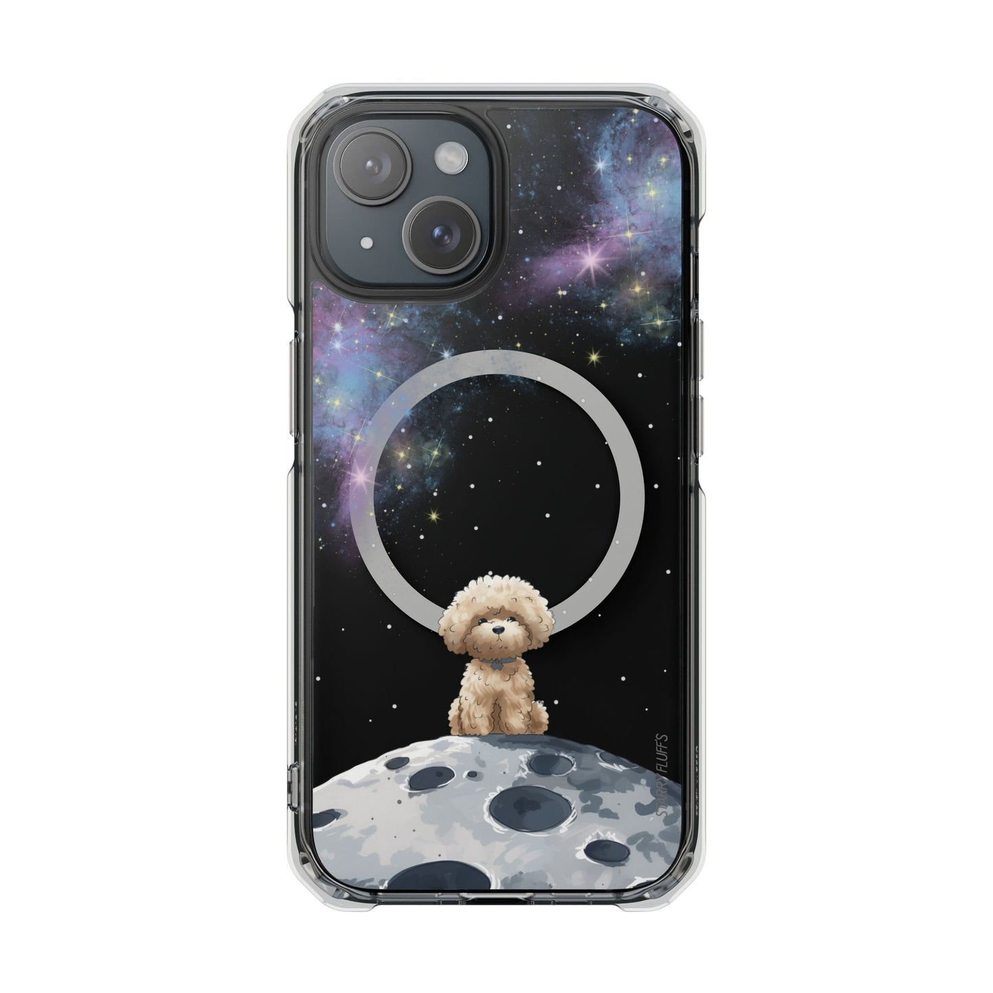 Pookie the Poodle in Space - Magnetic Clear Case for iPhone Models by Starry Fluff