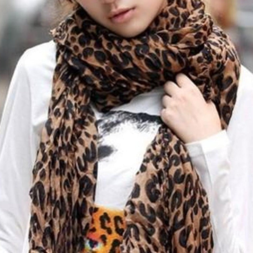 Pack of 2 Leopard Print Chiffon Scarves for Women