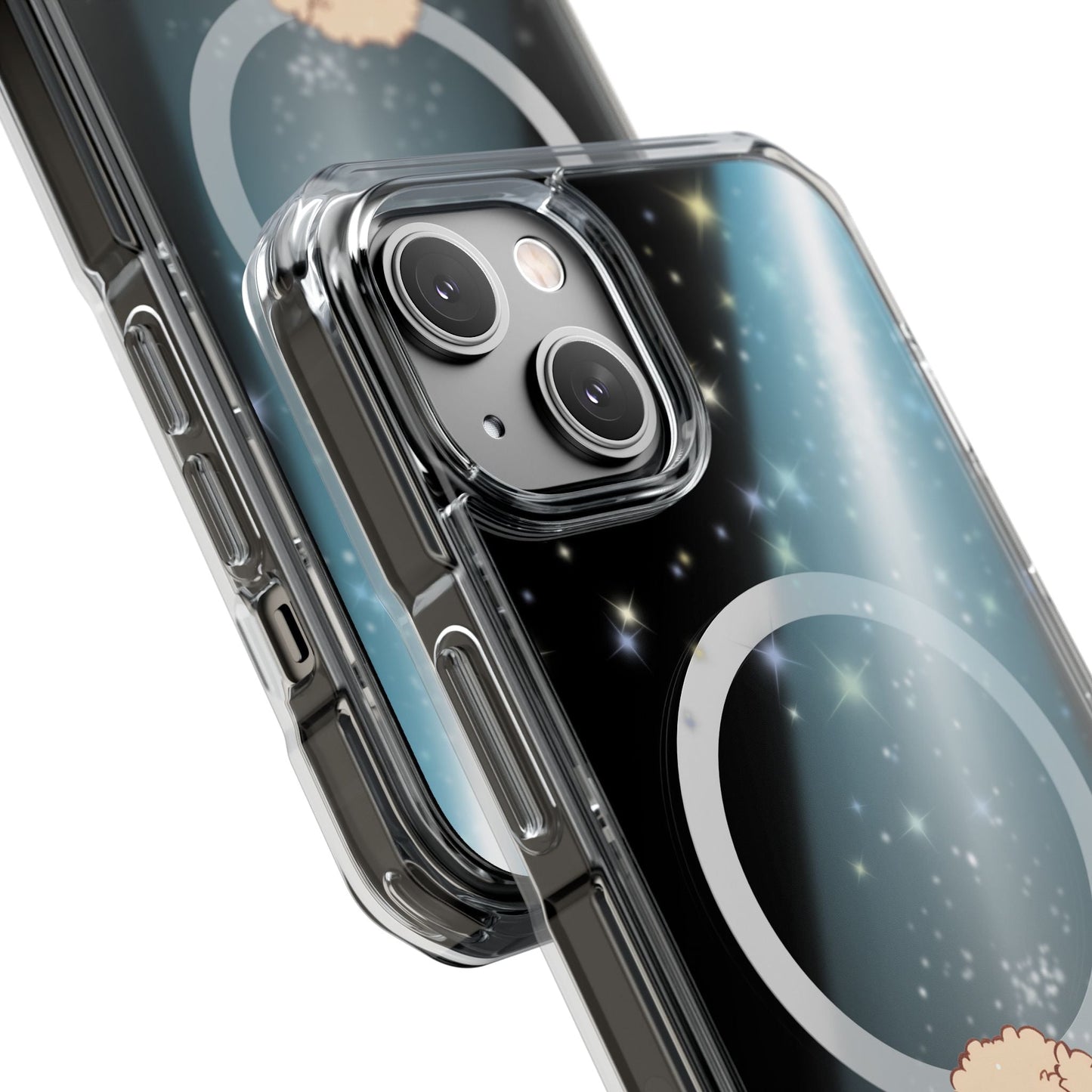 Pookie the Poodle - Luminous Canine Floating in Space Transparent Magnetic Phone Case for iPhone Collection