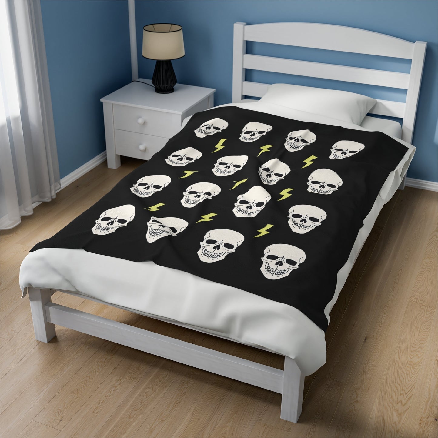 Plush Gothic Skeleton Throw Blanket