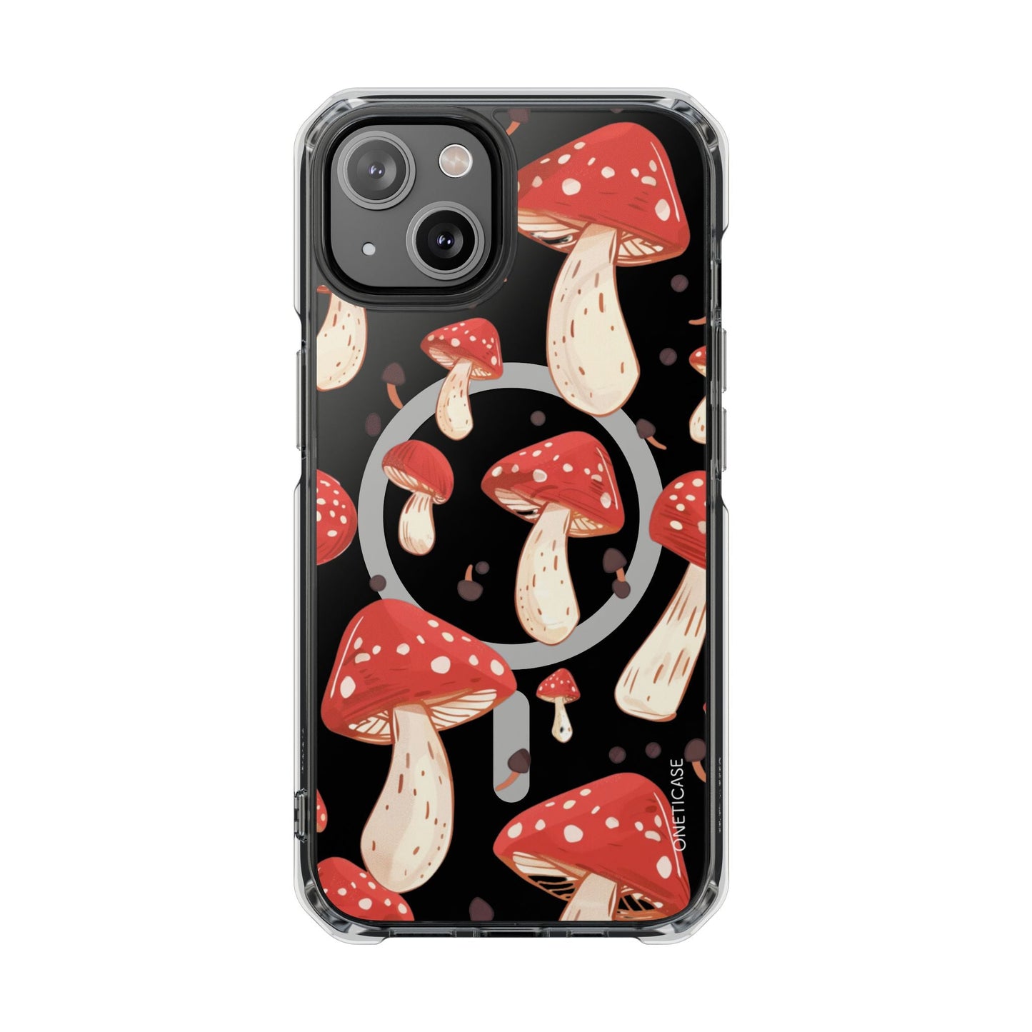 Magnetic Clear Case for iPhone Series - Red Mushroom Design