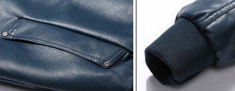 Blue Vegan Leather Men's Jacket