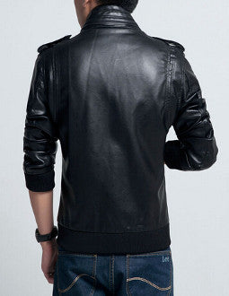 Blue Vegan Leather Men's Jacket