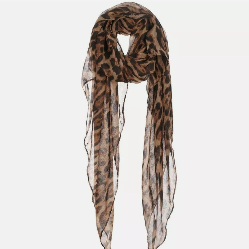 Pack of 2 Leopard Print Chiffon Scarves for Women