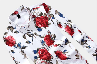 Long Sleeve Red Floral Men's Shirt