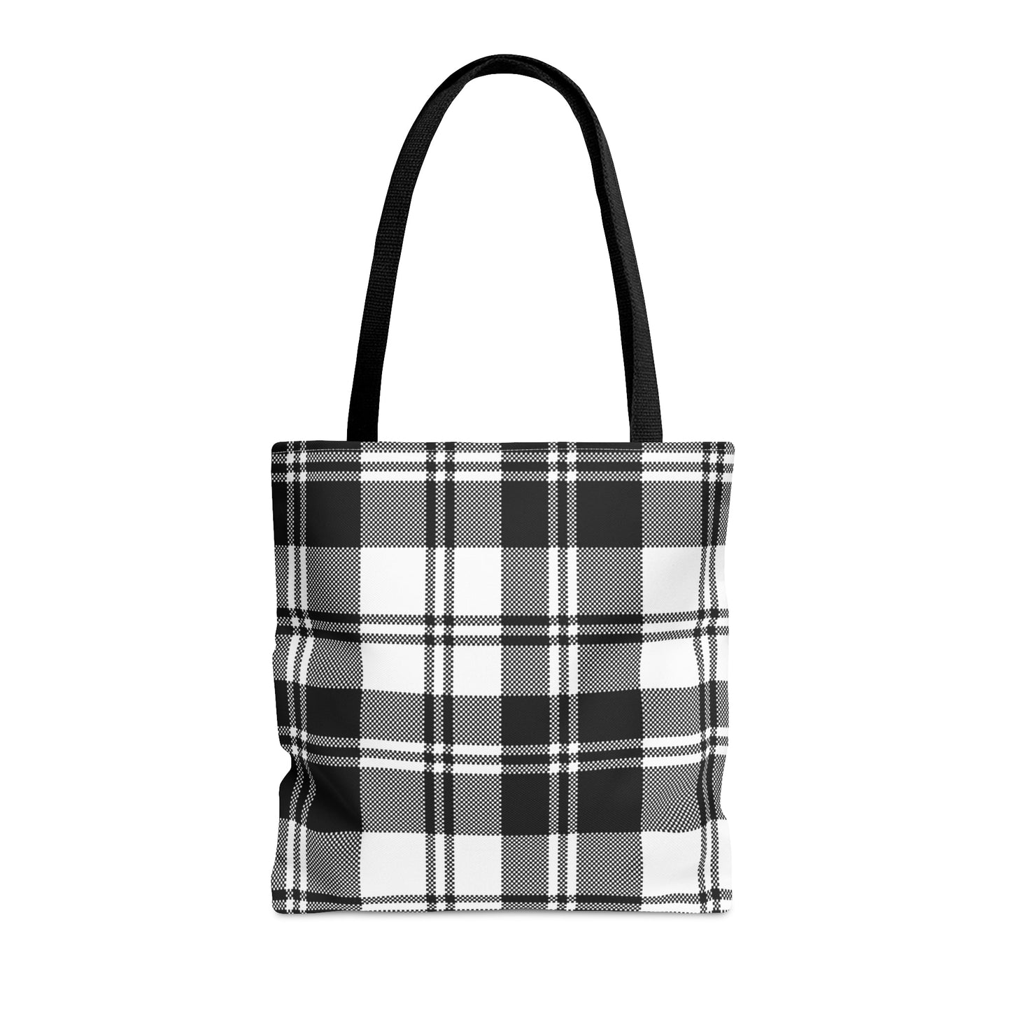 Checkered Plaid Tote Bag in Black