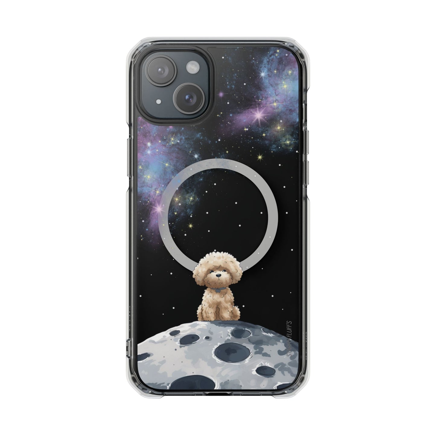 Pookie the Poodle in Space - Magnetic Clear Case for iPhone Models by Starry Fluff