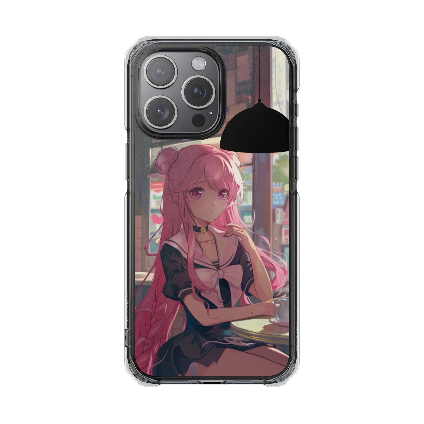 Chill Anime Girl Magnetic iPhone Case for Cafe Vibes