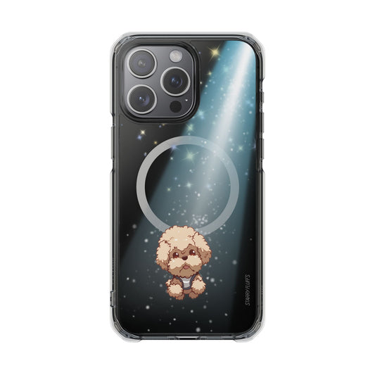 Pookie the Poodle - Luminous Canine Floating in Space Transparent Magnetic Phone Case for iPhone Collection