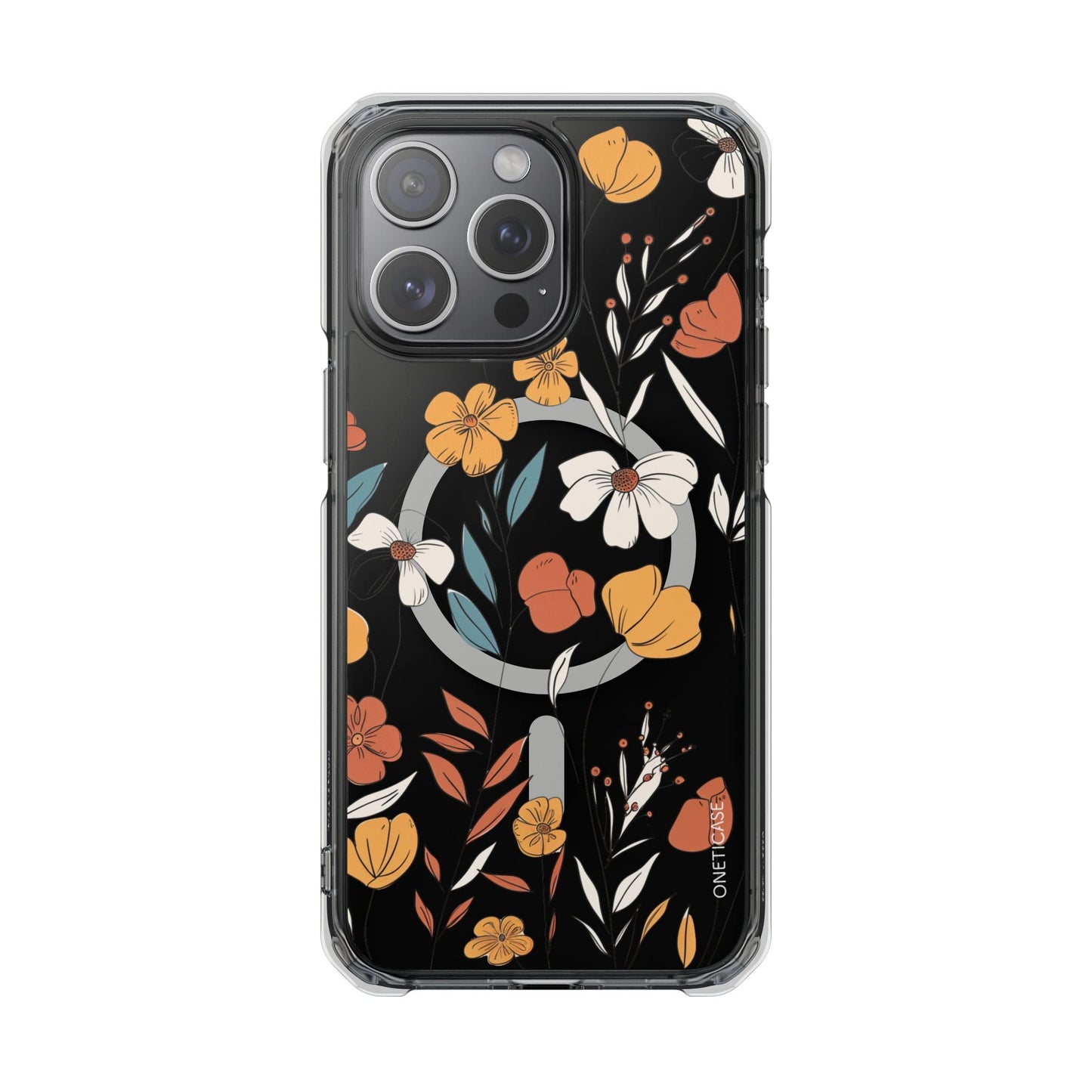 Magnetic Clear Case with a Rustic Floral Design for iPhone Models