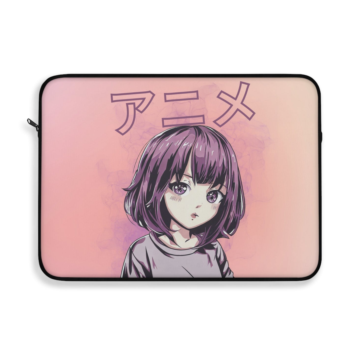 Anime Girl Laptop Sleeve with Vibrant Purple Hair