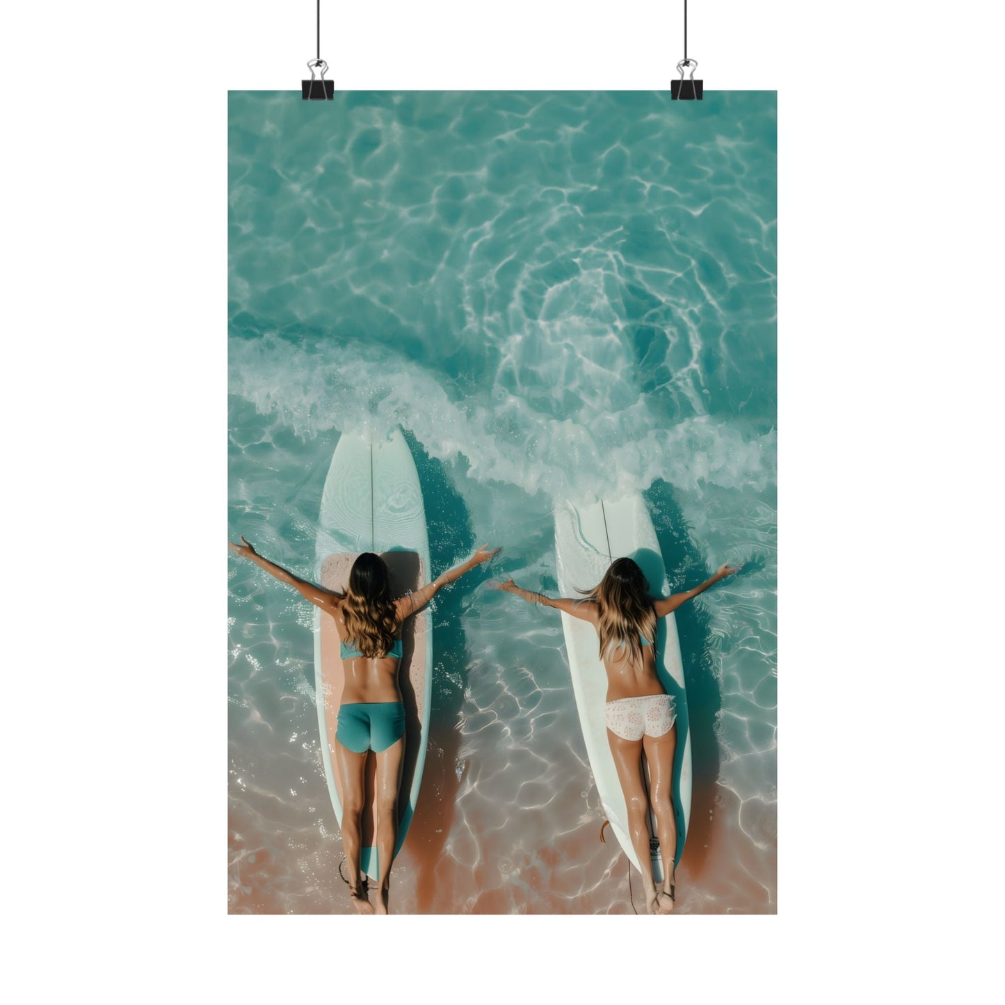 Beach Poster Featuring Female Surfers