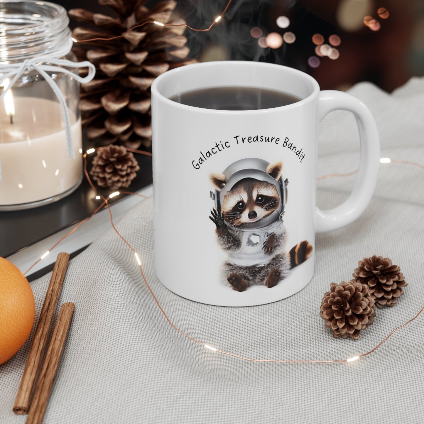 Galactic Raccoon Mug - Adorable Space Thief Treasure Cup
