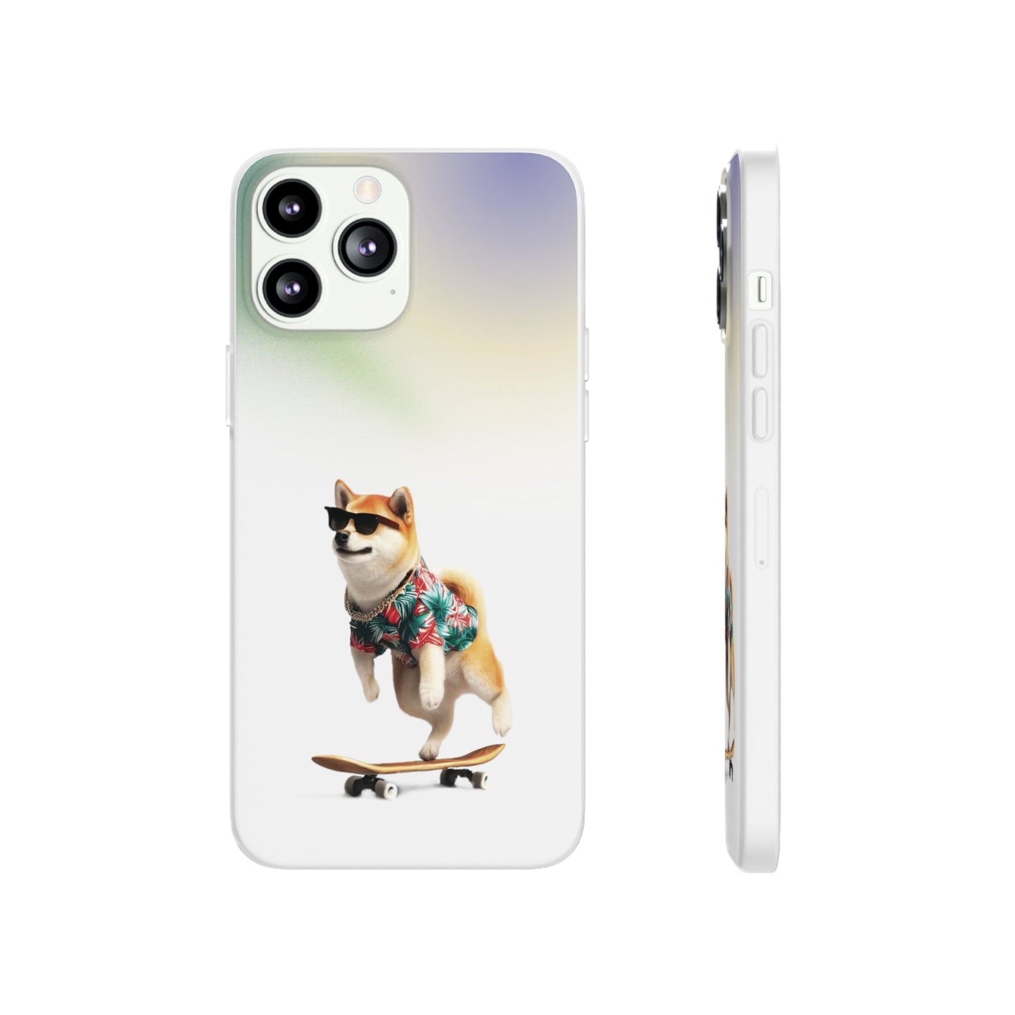 Semi-Transparent Shiba Inu iPhone Case with a Hawaiian Flair