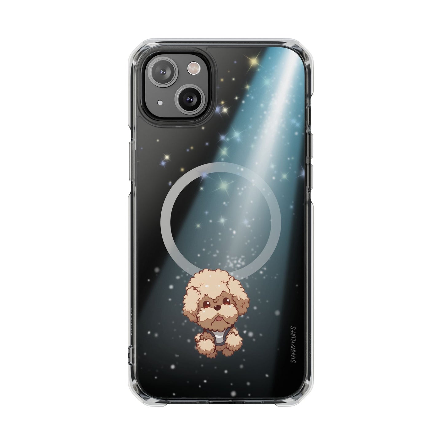 Pookie the Poodle - Luminous Canine Floating in Space Transparent Magnetic Phone Case for iPhone Collection