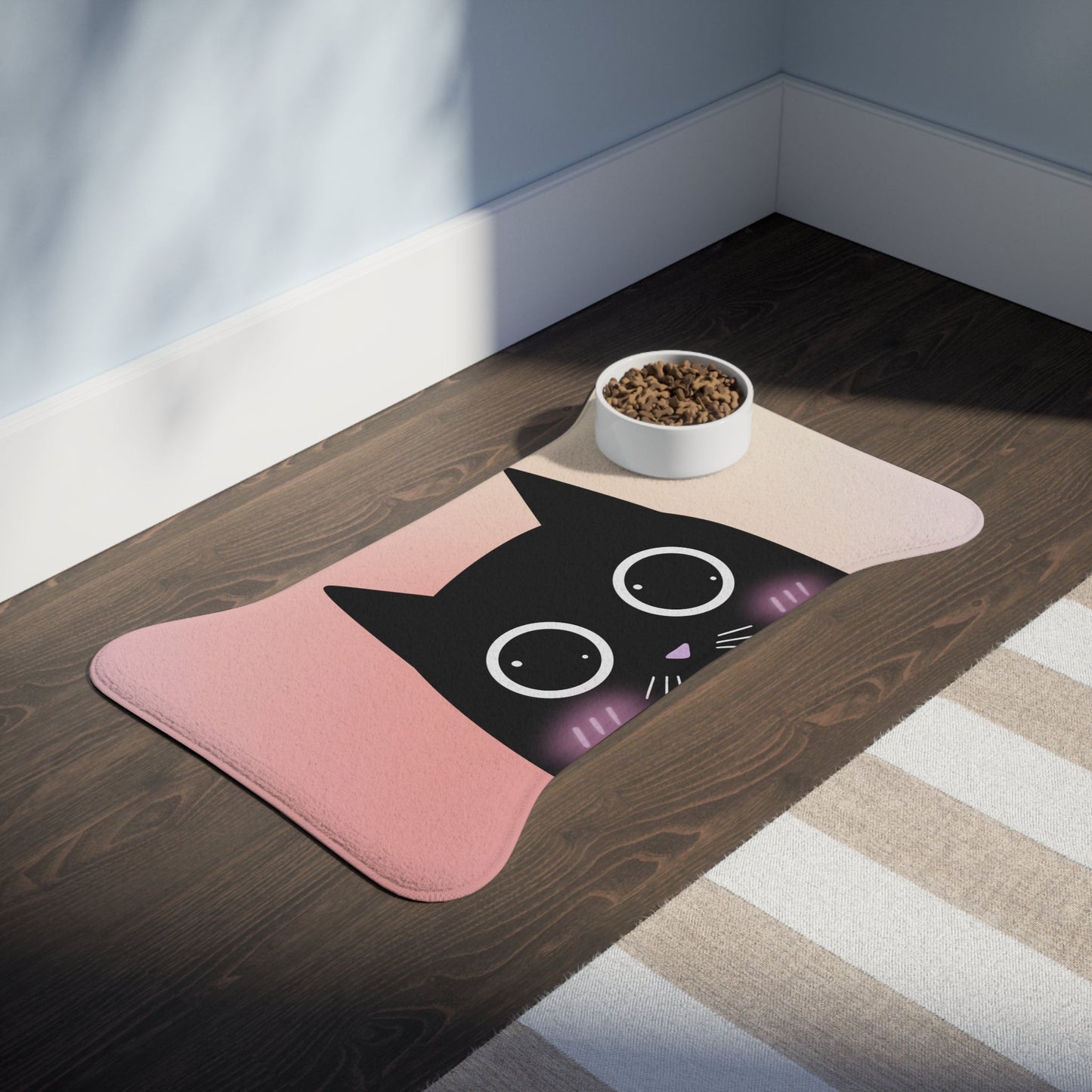 Cartoon Cat Pet Feeding Mats in Blush - Available in 3 Sizes