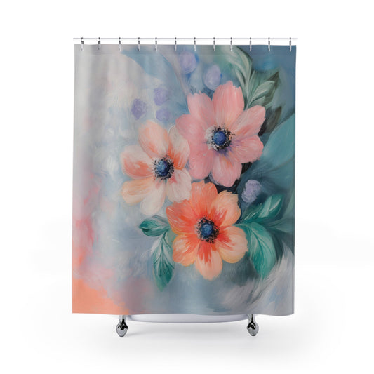 Floral Shower Curtain with a Delicate, Subtle Design