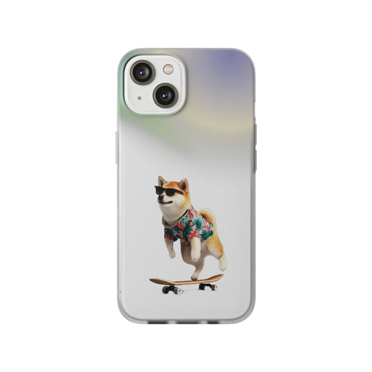 Semi-Transparent Shiba Inu iPhone Case with a Hawaiian Flair