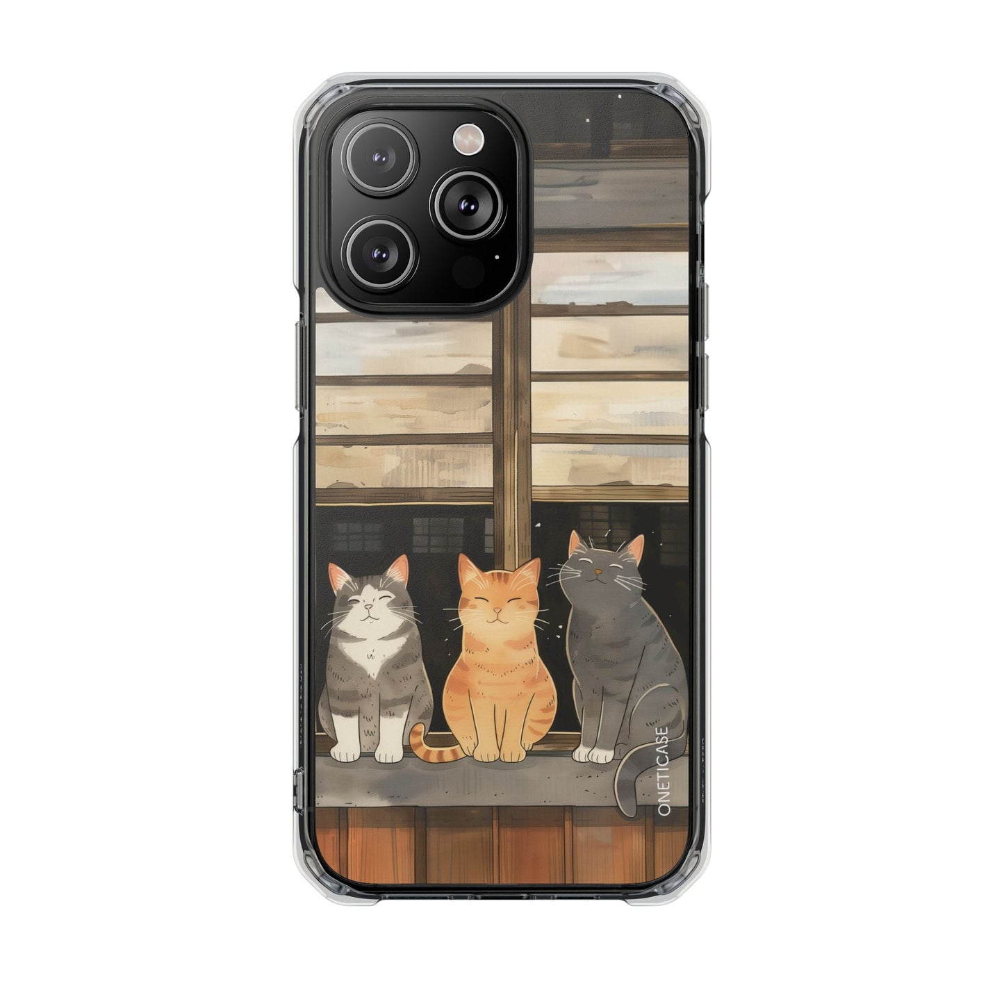 Magnetic Clear Case for iPhone Series - Cat Lovers' Chilling Edition