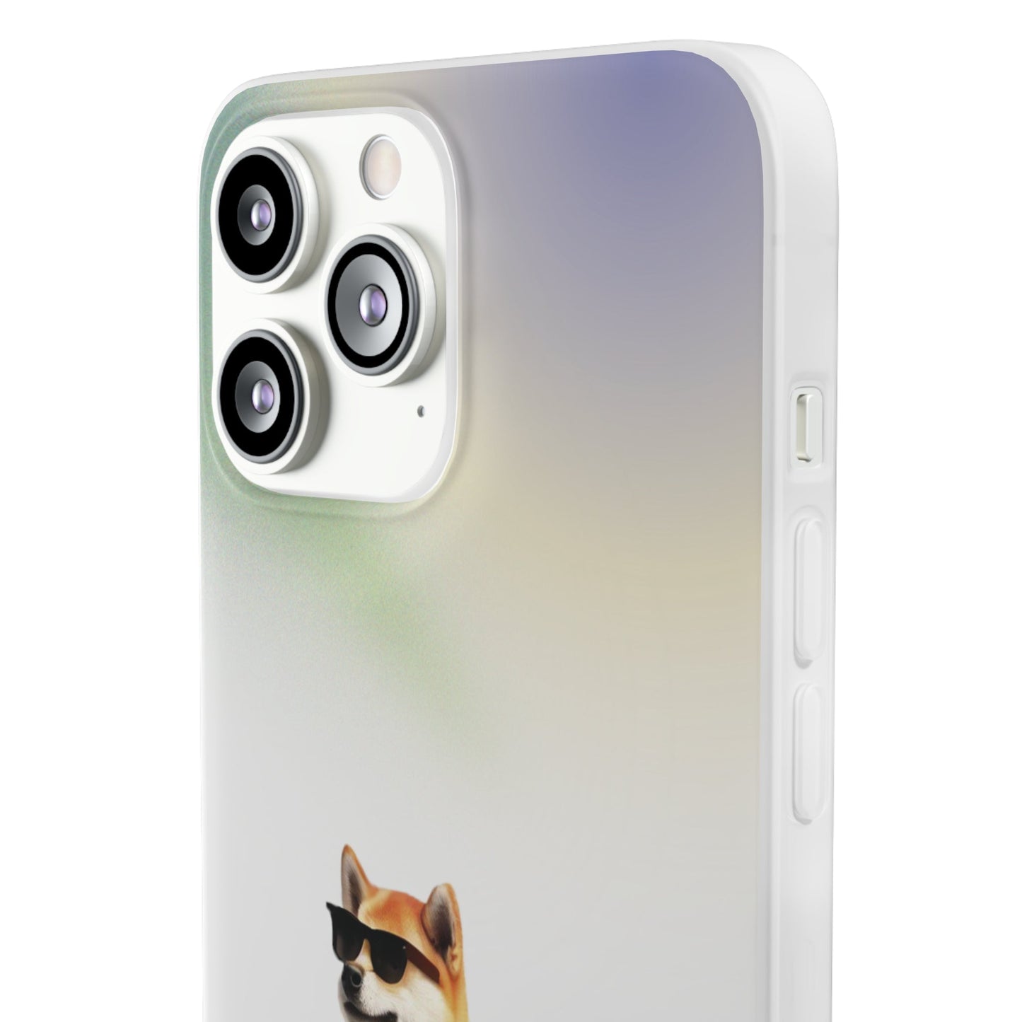 Semi-Transparent Shiba Inu iPhone Case with a Hawaiian Flair