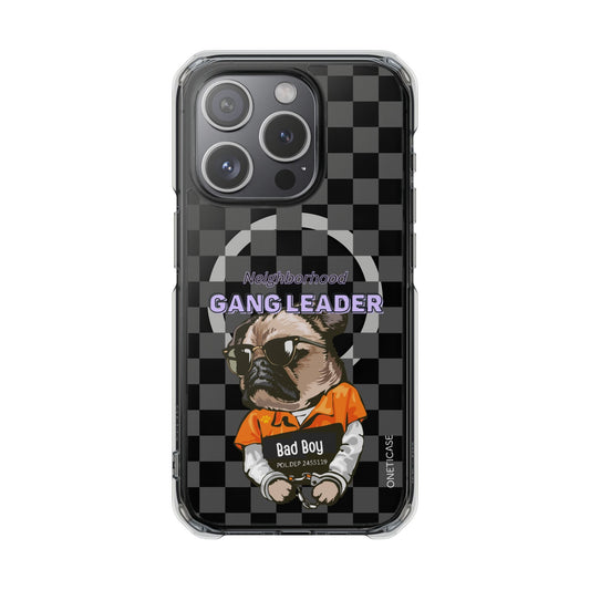 Magnetic iPhone Case with Clear Back featuring a Pug Design