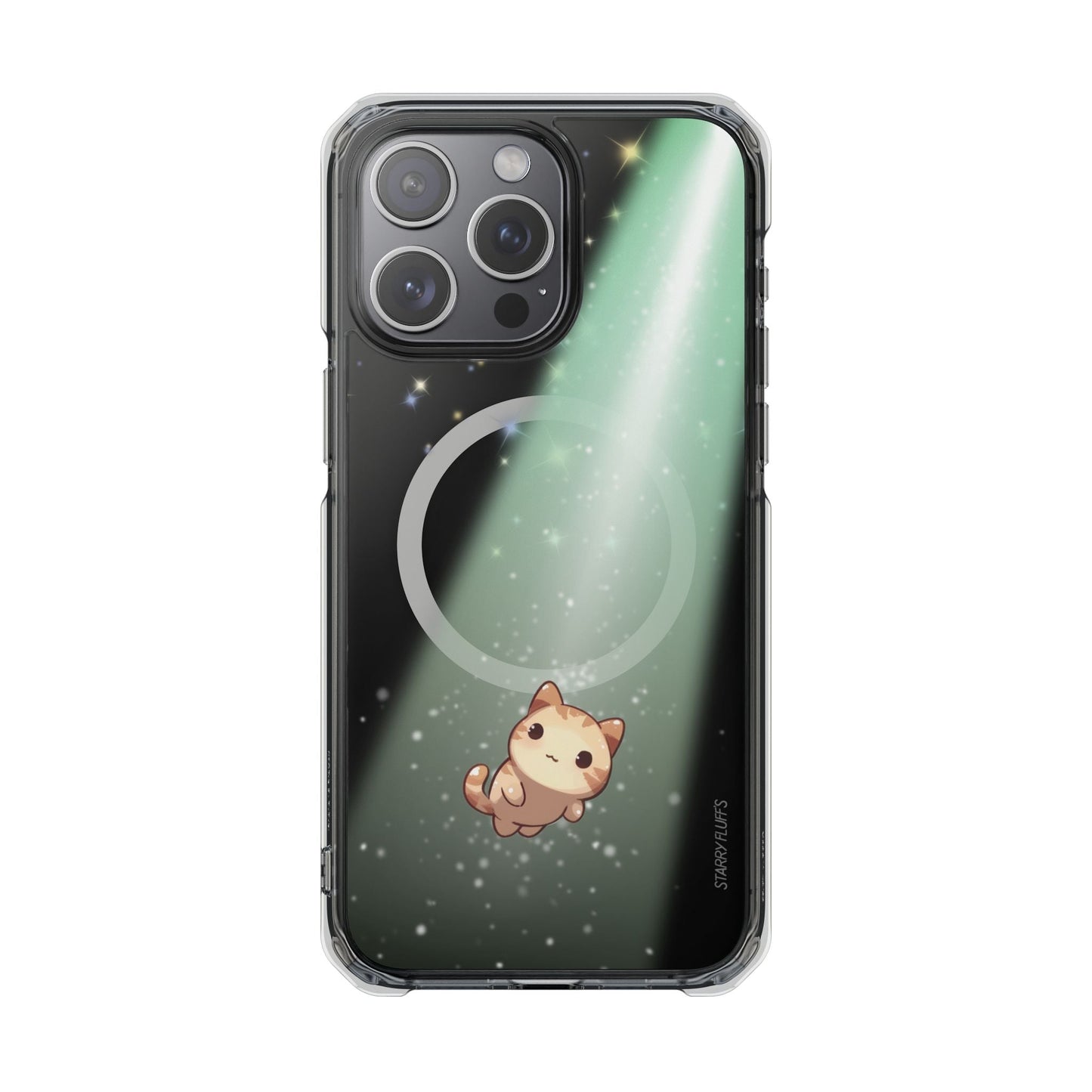 Cosmic Cat Magnetic Clear Case for iPhone by Starry Fluff