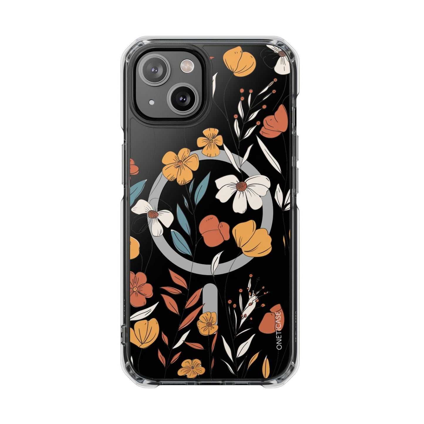 Magnetic Clear Case with a Rustic Floral Design for iPhone Models