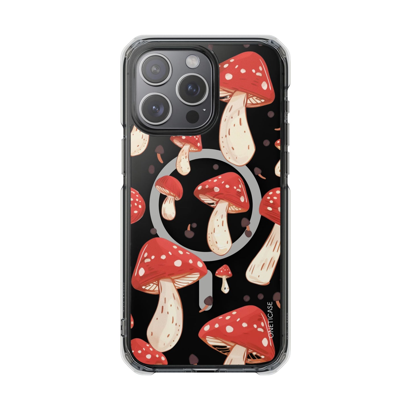 Magnetic Clear Case for iPhone Series - Red Mushroom Design