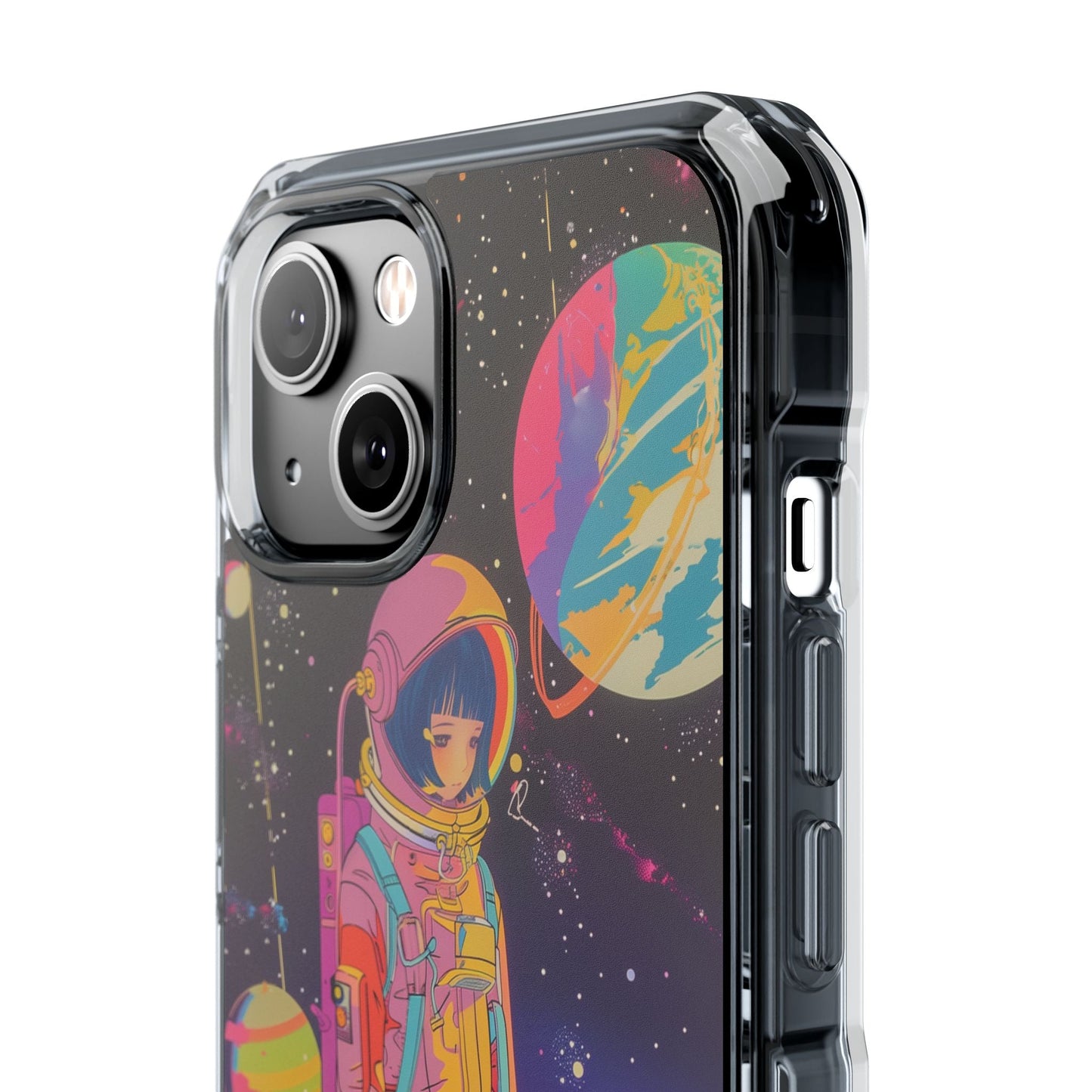 Girl Astronaut Anime on Planet X - Retro Magnetic Clear Case for iPhone Series