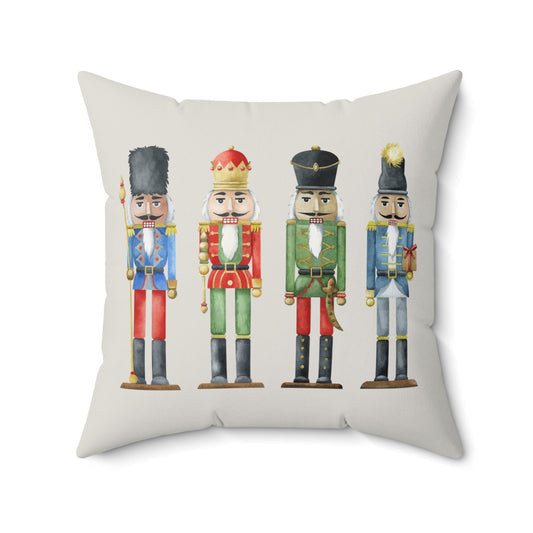 Faux Suede Holiday Nutcracker Toy Soldiers Pillow